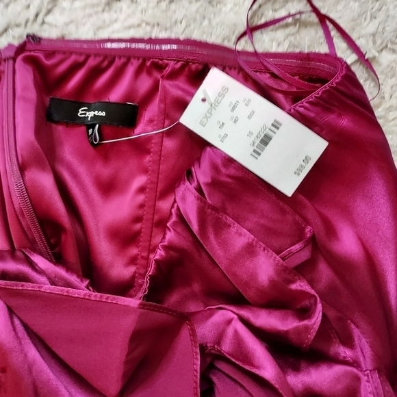 EXPRESS STRAPLESS SILK COCKTAIL DRESS SZ-10 - Picture 4 of 11